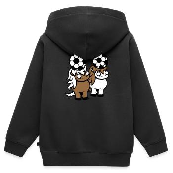 Chevaux Football Équipe Ballon Jeu En-tête Club Fan - Sweat Premium à capuche zippé enfant bio - noir - Dos - AI Model Kid Male (0cm)
