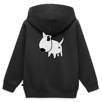 bully_illu_backside_3c - Kinder Premium Organic Zip Hoodie - Schwarz - Hinten - AI Model Kid Male (0cm)