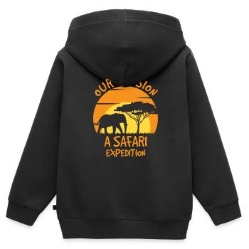 Notre mission Une expédition safari - Sweat Premium à capuche zippé enfant bio - noir - Dos - AI Model Kid Male (0cm)