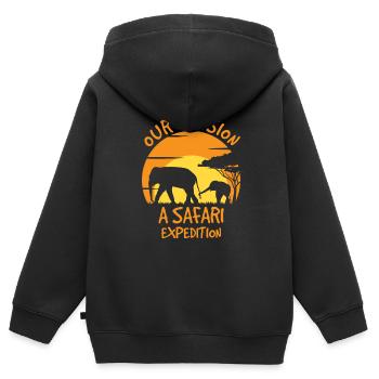 Unsere Mission Eine Safari Expedition - Kinder Premium Organic Zip Hoodie - Schwarz - Hinten - AI Model Kid Male (0cm)