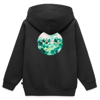 Hyde park London - Kinder Premium Organic Zip Hoodie - Schwarz - Hinten - AI Model Kid Male (0cm)
