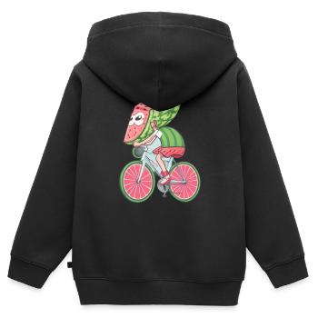 watermelon riding a bike - Sweat Premium à capuche zippé enfant bio - noir - Dos - AI Model Kid Male (0cm)
