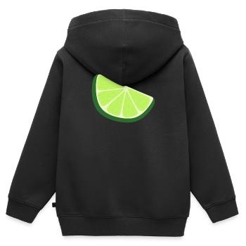 lime slice - Kids Premium Organic Zip-up Hoodie - black - Back - AI Model Kid Male (0cm)