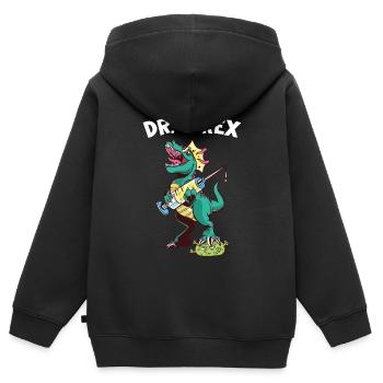 Dr. T-Rex dinosaure vaccination Superspreader - Sweat Premium à capuche zippé enfant bio - noir - Dos - AI Model Kid Male (0cm)