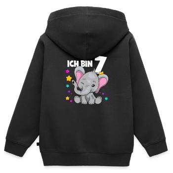 7. Geburtstag Elefant 7 Jahre - Kinder Premium Organic Zip Hoodie - Schwarz - Hinten - AI Model Kid Male (0cm)