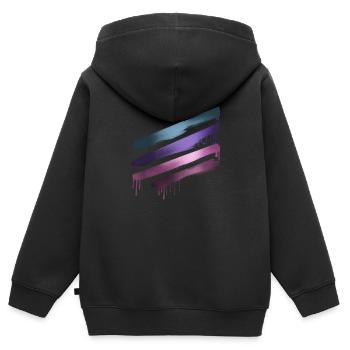 strip,painting,abstract,metallic,graffiti,pink - Kids Premium Organic Zip-up Hoodie - black - Back - AI Model Kid Male (0cm)