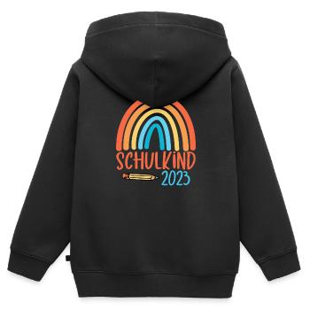 Schulkind 2023 - Kinder Premium Organic Zip Hoodie - Schwarz - Hinten - AI Model Kid Male (0cm)