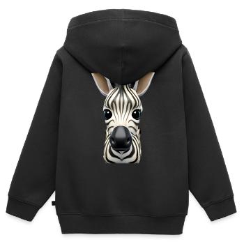 Joli design de zèbre - Sweat Premium à capuche zippé enfant bio - noir - Dos - AI Model Kid Male (0cm)