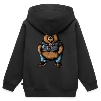 Fetter Cowboy Bär - Kinder Premium Organic Zip Hoodie - Schwarz - Hinten - AI Model Kid Male (0cm)
