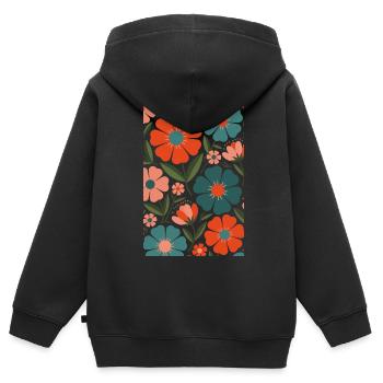 Boho Flora Blumen - Kinder Premium Organic Zip Hoodie - Schwarz - Hinten - AI Model Kid Male (0cm)