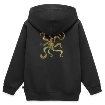 Poulpe abstrait - Sweat Premium à capuche zippé enfant bio - noir - Dos - AI Model Kid Male (0cm)