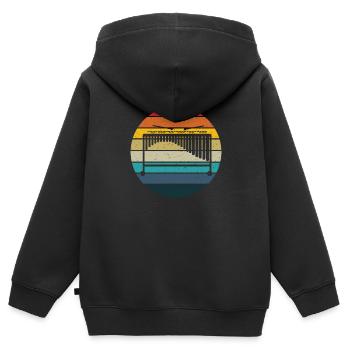 Marimba retro Sonnenuntergang - Marimba Instrument Geschenk - Kinder Premium Organic Zip Hoodie - Schwarz - Hinten - AI Model Kid Male (0cm)