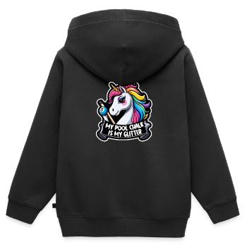 Licorne billard craie est mon Design de paillettes - Sweat Premium à capuche zippé enfant bio - noir - Dos - AI Model Kid Male (0cm)
