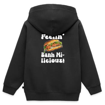 Banh mi licious Design - Kinder Premium Organic Zip Hoodie - Schwarz - Hinten - AI Model Kid Male (0cm)