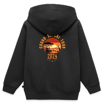 2024 Serengeti Große Safari Tour Sonnenuntergang G - Kinder Premium Organic Zip Hoodie - Schwarz - Hinten - AI Model Kid Male (0cm)