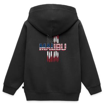 Malibu USA Flag - Kinder Premium Organic Zip Hoodie - Schwarz - Hinten - AI Model Kid Male (0cm)