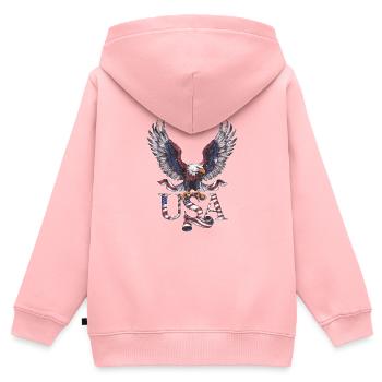 Patriotisches USA Adler Design - Kinder Premium Organic Zip Hoodie - Rosa - Hinten - AI Model Kid Female (0cm)