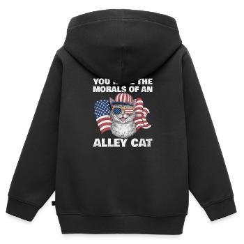 Alley Cat, Witziges Katzen Design - Kinder Premium Organic Zip Hoodie - Schwarz - Hinten - AI Model Kid Male (0cm)