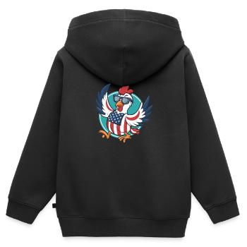 Patriotisches USA Huhn - Kinder Premium Organic Zip Hoodie - Schwarz - Hinten - AI Model Kid Male (0cm)