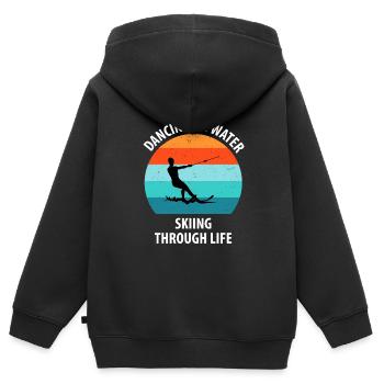 Wasserskier Wasserski Wasserskifahrer - Kinder Premium Organic Zip Hoodie - Schwarz - Hinten - AI Model Kid Male (0cm)