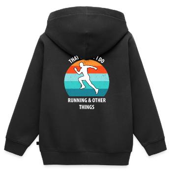 Faire du jogging - Sweat Premium à capuche zippé enfant bio - noir - Dos - AI Model Kid Male (0cm)