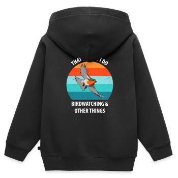 Observation des oiseaux Observation des oiseaux Observation des oiseaux - Sweat Premium à capuche zippé enfant bio - noir - Dos - AI Model Kid Male (0cm)