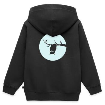 lustige Eule, funny owl - Kinder Premium Organic Zip Hoodie - Schwarz - Hinten - AI Model Kid Male (0cm)