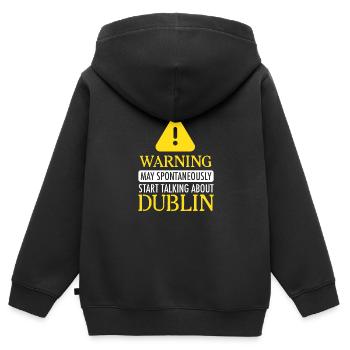 ATTENTION!: Dublin - Sweat Premium à capuche zippé enfant bio - noir - Dos - AI Model Kid Male (0cm)