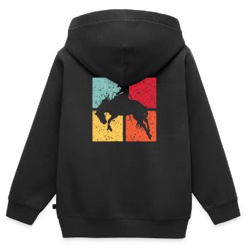 Westernreiten Westernpferd Westernreiter Rodeo - Kinder Premium Organic Zip Hoodie - Schwarz - Hinten - AI Model Kid Male (0cm)