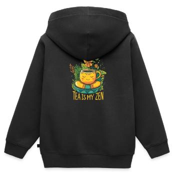 Tee ist mein Zen - Kinder Premium Organic Zip Hoodie - Schwarz - Hinten - AI Model Kid Male (0cm)