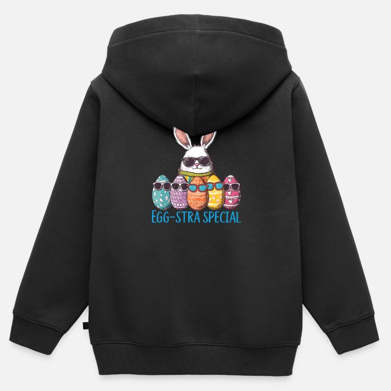 Oeufs de Pâques spéciaux Egg-stra - Sweat Premium à capuche zippé enfant bio - noir