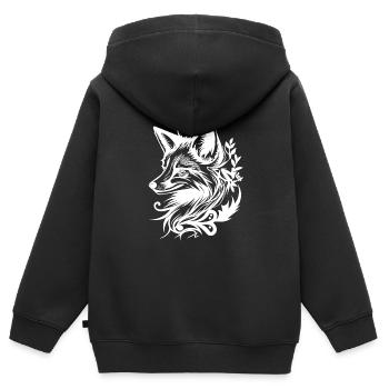 Schlauer Fuchs in Tattoo Tinte - Kinder Premium Organic Zip Hoodie - Schwarz - Hinten - AI Model Kid Male (0cm)