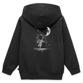 Astronaut in Unendlichkeit mit Mond - Kinder Premium Organic Zip Hoodie - Schwarz - Hinten - AI Model Kid Male (0cm)