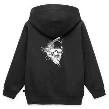 Vintage Grinning Tattoo Skull - Kids Premium Organic Zip-up Hoodie - black - Back - AI Model Kid Male (0cm)