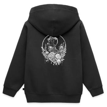 Astronaut im Vintage Blumenbeet mit Mondlicht - Kinder Premium Organic Zip Hoodie - Schwarz - Hinten - AI Model Kid Male (0cm)