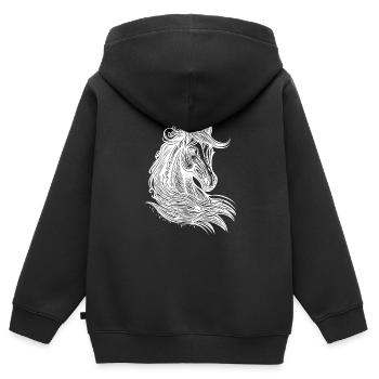 Elegante Stuten Porträt mit Mähne im Wind - Kinder Premium Organic Zip Hoodie - Schwarz - Hinten - AI Model Kid Male (0cm)