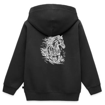 Galloping stallion with elegant mane in the wind - Kids Premium Organic Zip-up Hoodie - black - Back - AI Model Kid Male (0cm)