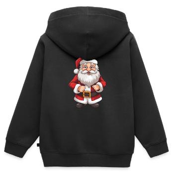 Putziger Weihnachtsmann mit Bart und Mütze - Kinder Premium Organic Zip Hoodie - Schwarz - Hinten - AI Model Kid Male (0cm)