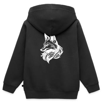 Eleganter schlauer Fuchs in Tattoo Tinte - Kinder Premium Organic Zip Hoodie - Schwarz - Hinten - AI Model Kid Male (0cm)