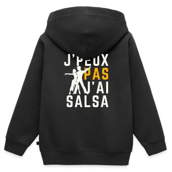 Ich kann keine Salsa - Kinder Premium Organic Zip Hoodie - Schwarz - Hinten - AI Model Kid Male (0cm)