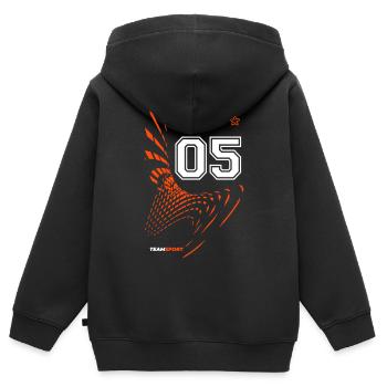 05 JERSEY Numéro Cinq Numéros Numéro 5 Motif - Sweat Premium à capuche zippé enfant bio - noir - Dos - AI Model Kid Male (0cm)