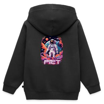 PIET - Beau nom de garçon avec un astronaute cool - Sweat Premium à capuche zippé enfant bio - noir - Dos - AI Model Kid Male (0cm)