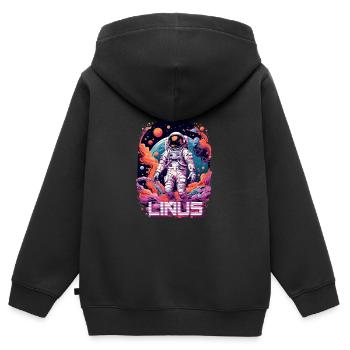 LINUS - Schöner Jungen Name mit coolem Astronaut - Kinder Premium Organic Zip Hoodie - Schwarz - Hinten - AI Model Kid Male (0cm)