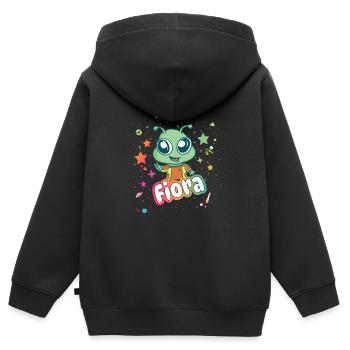 FIORA - Schöner Mädchen Name mit niedlichem Alien - Kinder Premium Organic Zip Hoodie - Schwarz - Hinten - AI Model Kid Male (0cm)