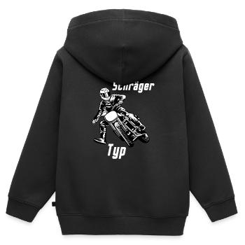 Schraeger Typ Motorrad - Kinder Premium Organic Zip Hoodie - Schwarz - Hinten - AI Model Kid Male (0cm)