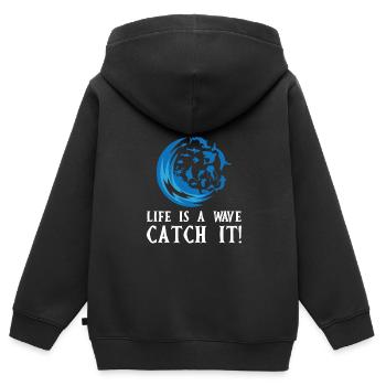 vague - Sweat Premium à capuche zippé enfant bio - noir - Dos - AI Model Kid Male (0cm)
