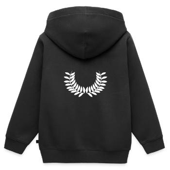 Kranz - Kinder Premium Organic Zip Hoodie - Schwarz - Hinten - AI Model Kid Male (0cm)