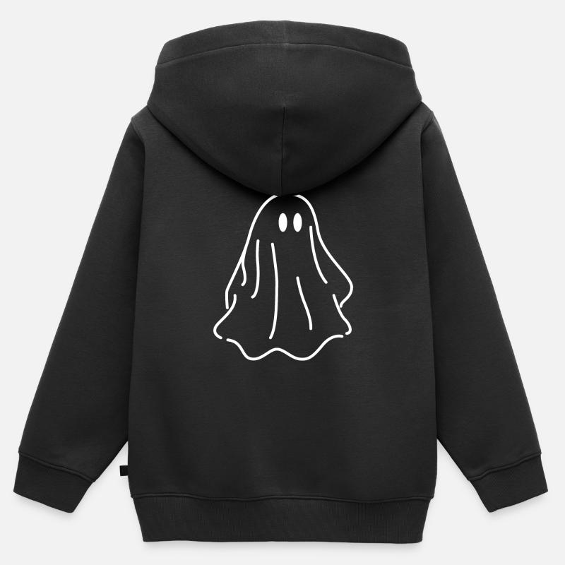 fantôme - Sweat Premium à capuche zippé enfant bio - noir