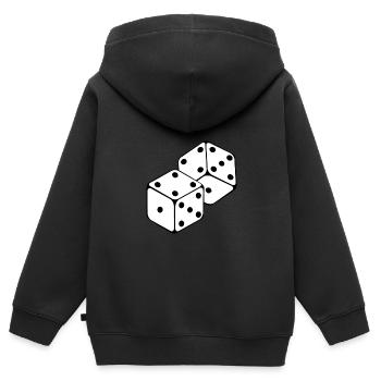 Würfel - Kinder Premium Organic Zip Hoodie - Schwarz - Hinten - AI Model Kid Male (0cm)