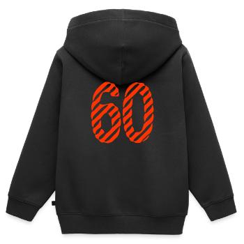 60. 60 ANS. 60e ANNIVERSAIRE. ANNIVERSAIRE 60 ANS. - Sweat Premium à capuche zippé enfant bio - noir - Dos - AI Model Kid Male (0cm)